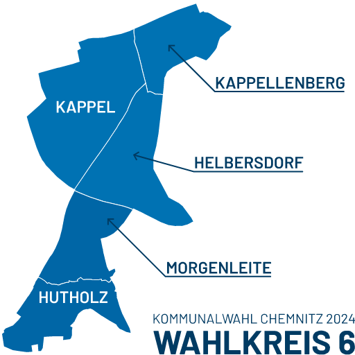 Karte Kommunalwahl Chemnitz 2024 Wahlkreis 6 gerastert